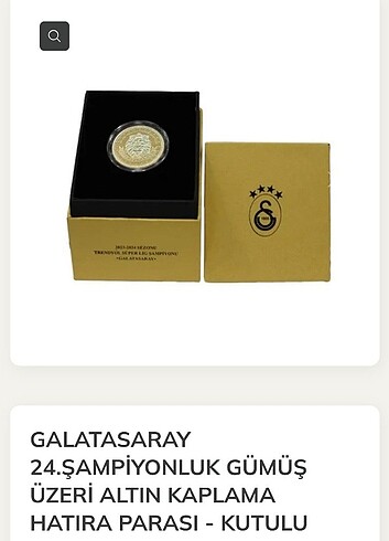 Galatasaray 2024 şampiyonluk gümüş üzeri altın kaplama