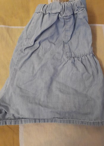 Gri Mini kız çocuk Kot Şort Düğmeli - Görsel 3