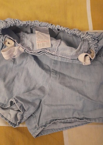 Gri Mini kız çocuk Kot Şort Düğmeli - Görsel 4