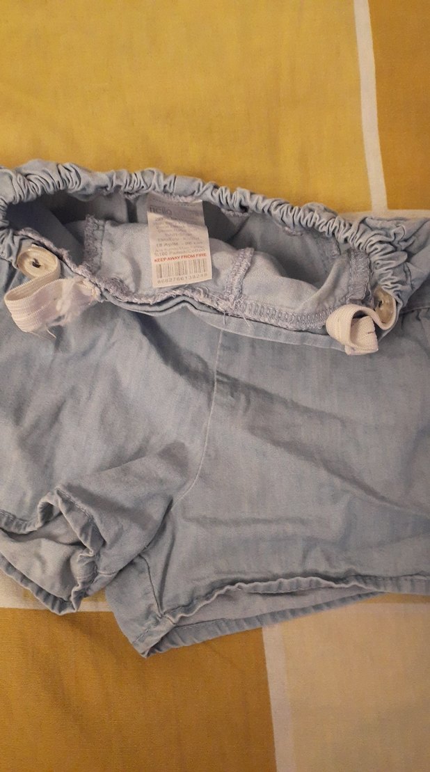 Gri Mini kız çocuk Kot Şort Düğmeli - Görsel 4