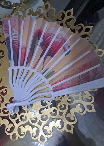 Pembe Flamingo Desenli Katlanabilir Yelpaze - Görsel 4