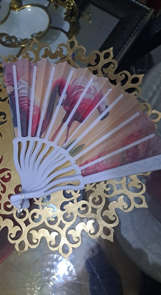 Pembe Flamingo Desenli Katlanabilir Yelpaze - Görsel 4