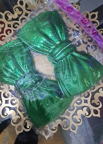 Parlak Yeşil Desenli Erkek Papyon - Görsel 2