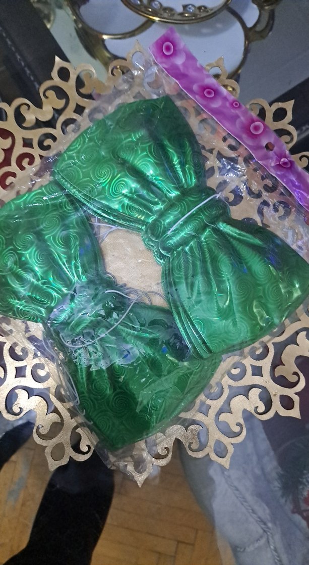 Parlak Yeşil Desenli Erkek Papyon - Görsel 2