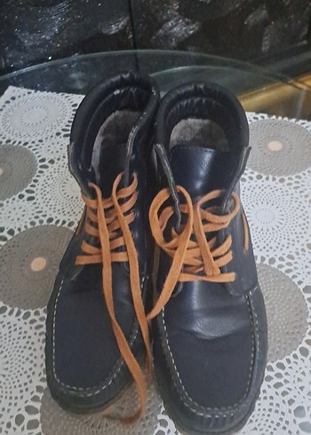 Kahverengi Bağcıklı UNISEX DERİ lacivert Kauçuk Bot - Görsel 4