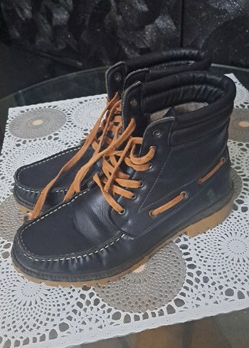 Kahverengi Bağcıklı UNISEX DERİ lacivert Kauçuk Bot - Görsel 2