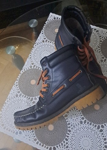 Kahverengi Bağcıklı UNISEX DERİ lacivert Kauçuk Bot - Görsel 7