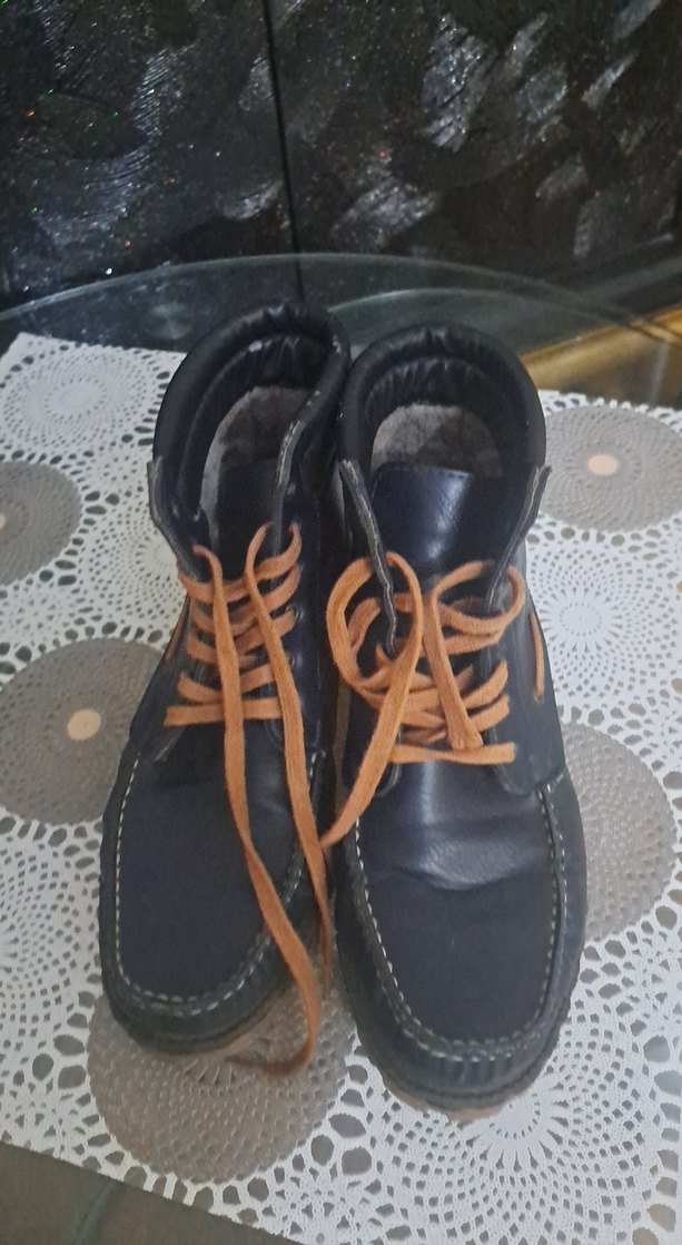 Kahverengi Bağcıklı UNISEX DERİ lacivert Kauçuk Bot - Görsel 4