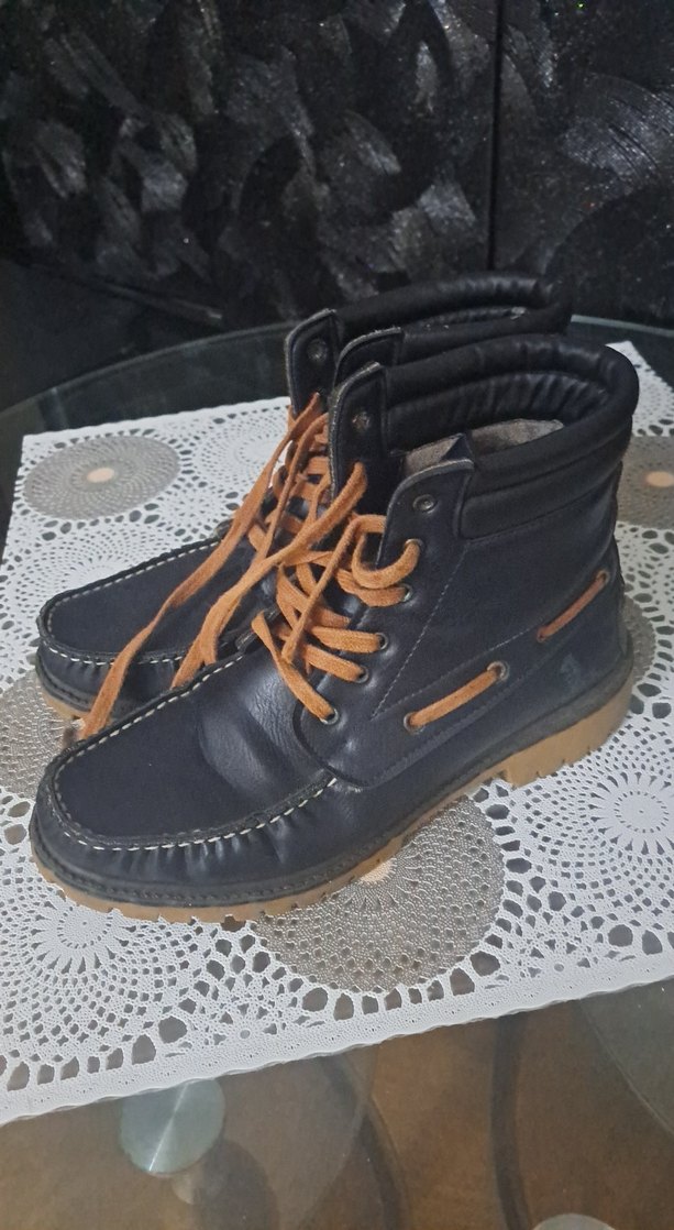 Kahverengi Bağcıklı UNISEX DERİ lacivert Kauçuk Bot - Görsel 2