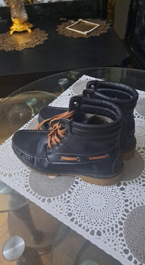 Kahverengi Bağcıklı UNISEX DERİ lacivert Kauçuk Bot - Görsel 3