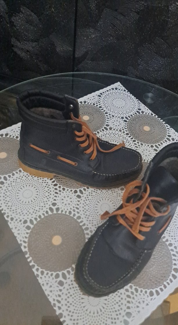 Kahverengi Bağcıklı UNISEX DERİ lacivert Kauçuk Bot - Görsel 5