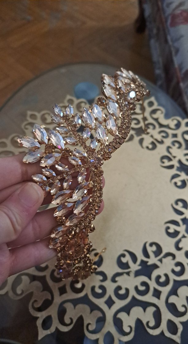 Parlak Payetli Gelin Tacı Saç Aksesuarı - Görsel 3