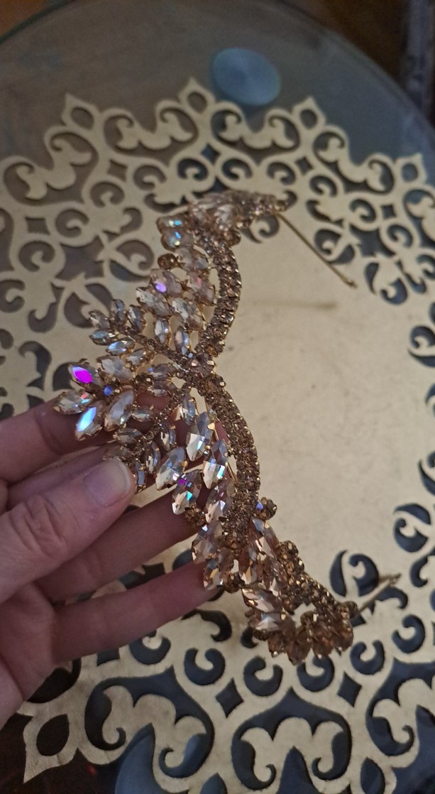 Parlak Payetli Gelin Tacı Saç Aksesuarı - Görsel 4