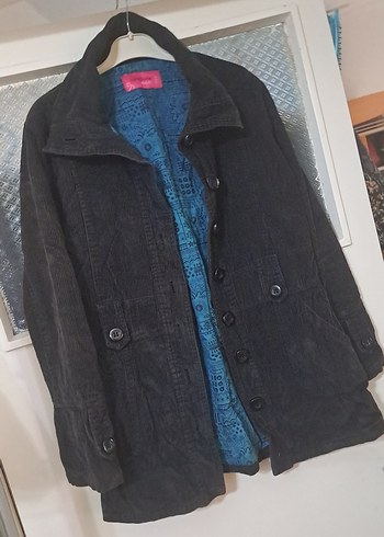 Düğmeli Siyah kadife Ceket - Görsel 5