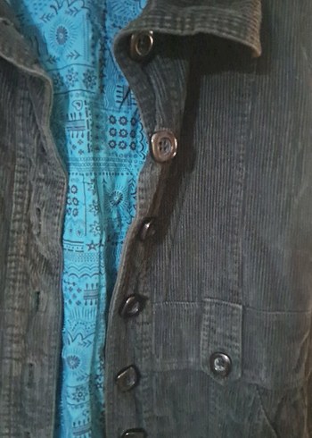 Düğmeli Siyah kadife Ceket - Görsel 2