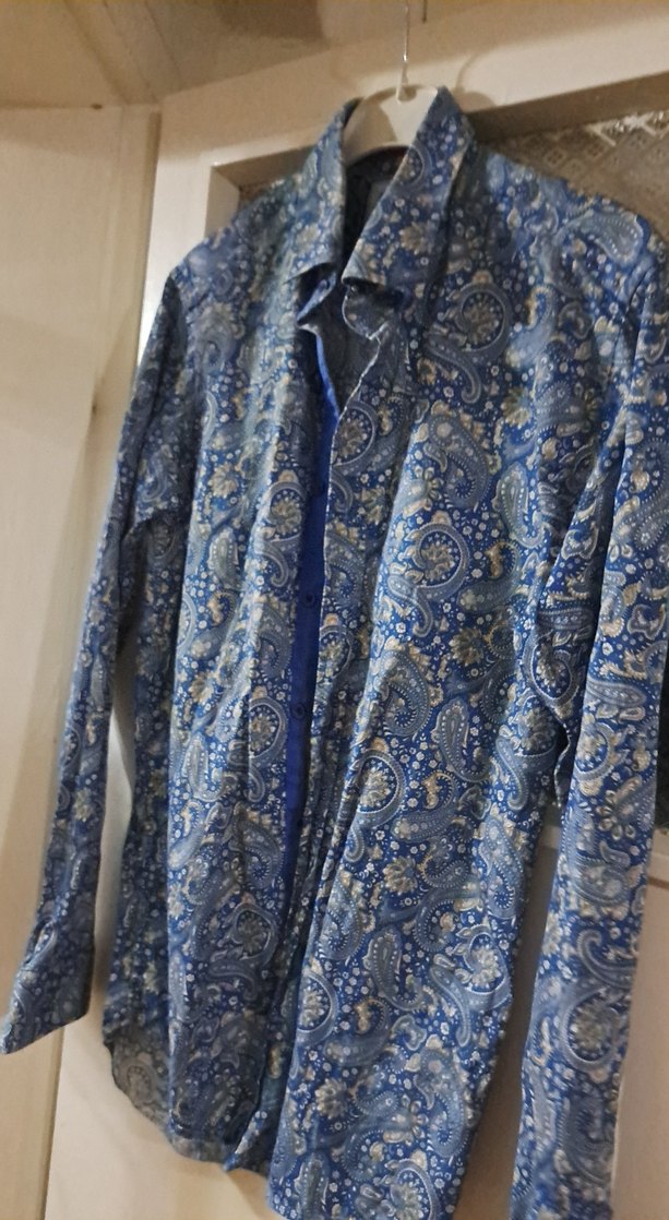 Mavi Desenli Bohem Erkek Gömlek - Görsel 4