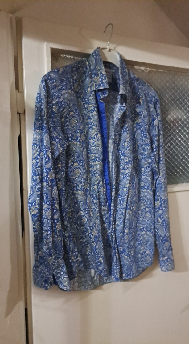 Mavi Desenli Bohem Erkek Gömlek - Görsel 2