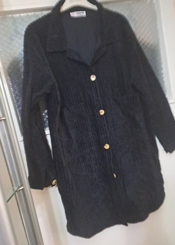 Düğmeli vintage Siyah kadife ceket - Görsel 6