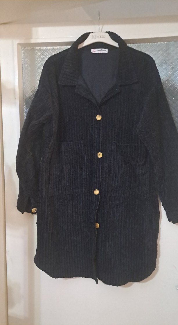 Düğmeli vintage Siyah kadife ceket - Görsel 2