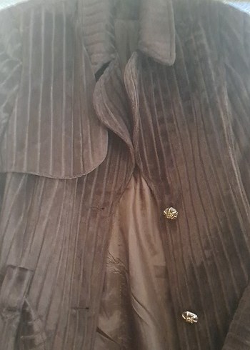 Kahverengi kadife Uzun , Düğmeli ceket  Kaban - Görsel 2