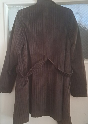 Kahverengi kadife Uzun , Düğmeli ceket  Kaban - Görsel 6