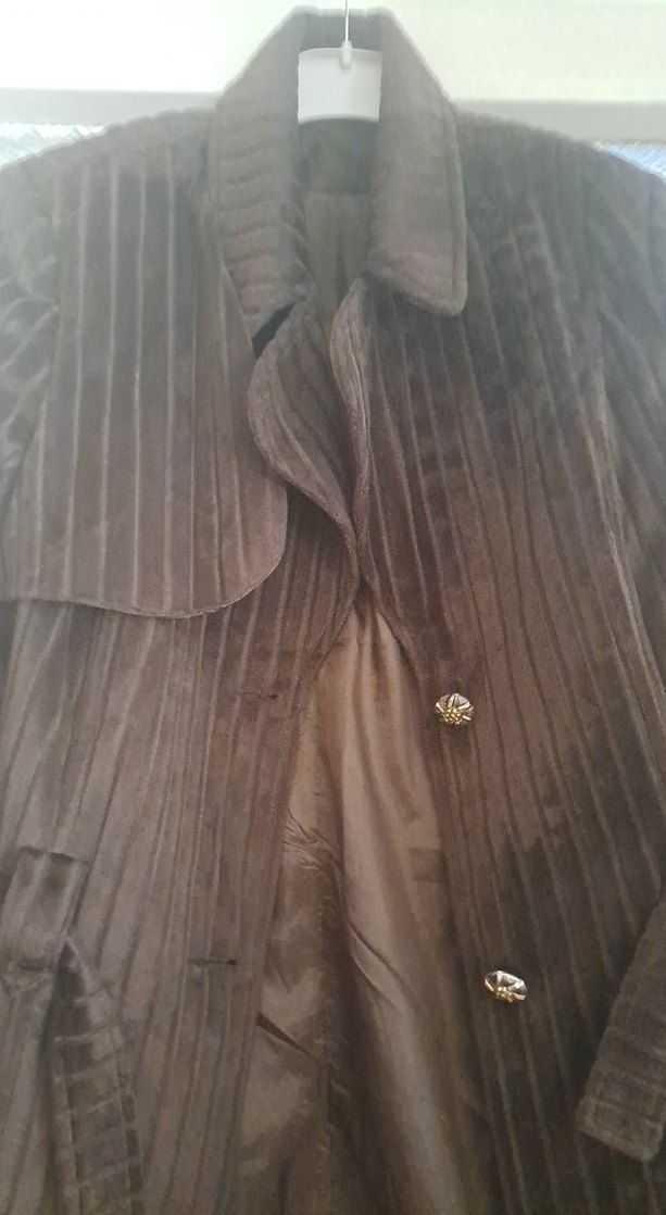 Kahverengi kadife Uzun , Düğmeli ceket  Kaban - Görsel 2