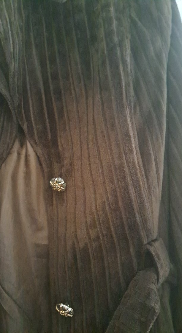 Kahverengi kadife Uzun , Düğmeli ceket  Kaban - Görsel 3