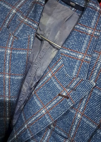 Mavi Kareli Düğmeli Erkek Ceket - Görsel 3