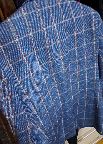 Mavi Kareli Düğmeli Erkek Ceket - Görsel 6