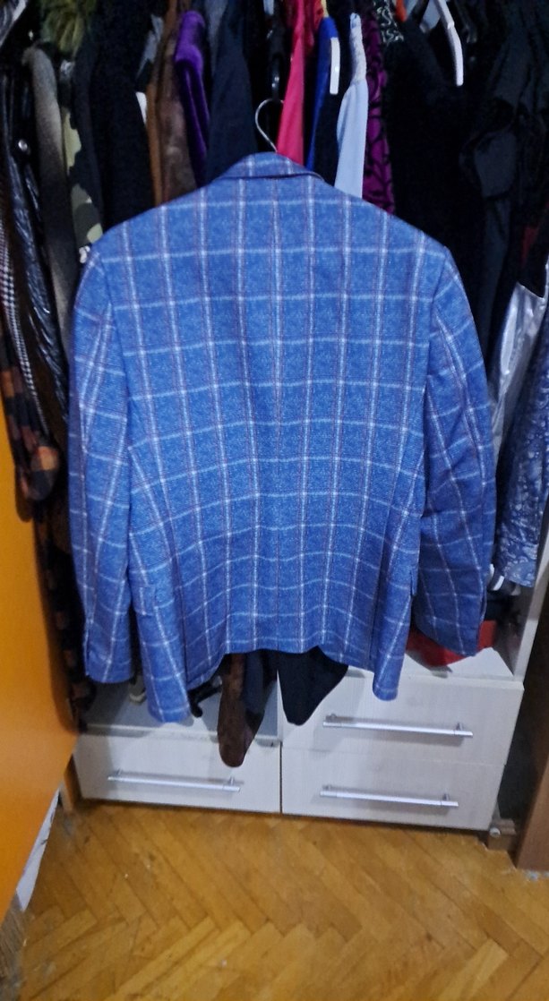 Mavi Kareli Düğmeli Erkek Ceket - Görsel 5