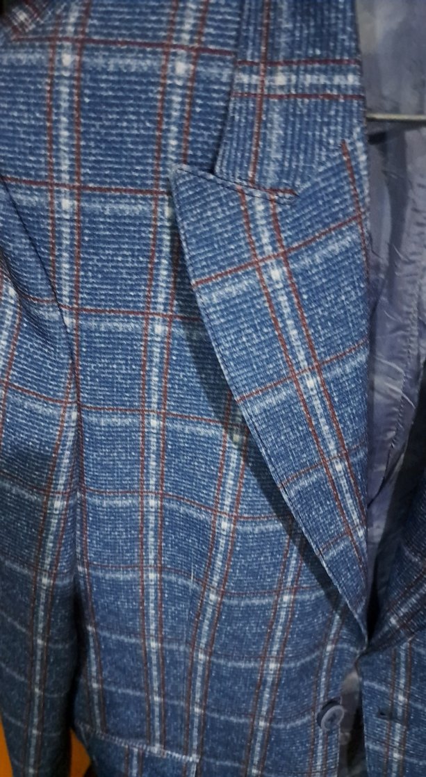 Mavi Kareli Düğmeli Erkek Ceket - Görsel 2