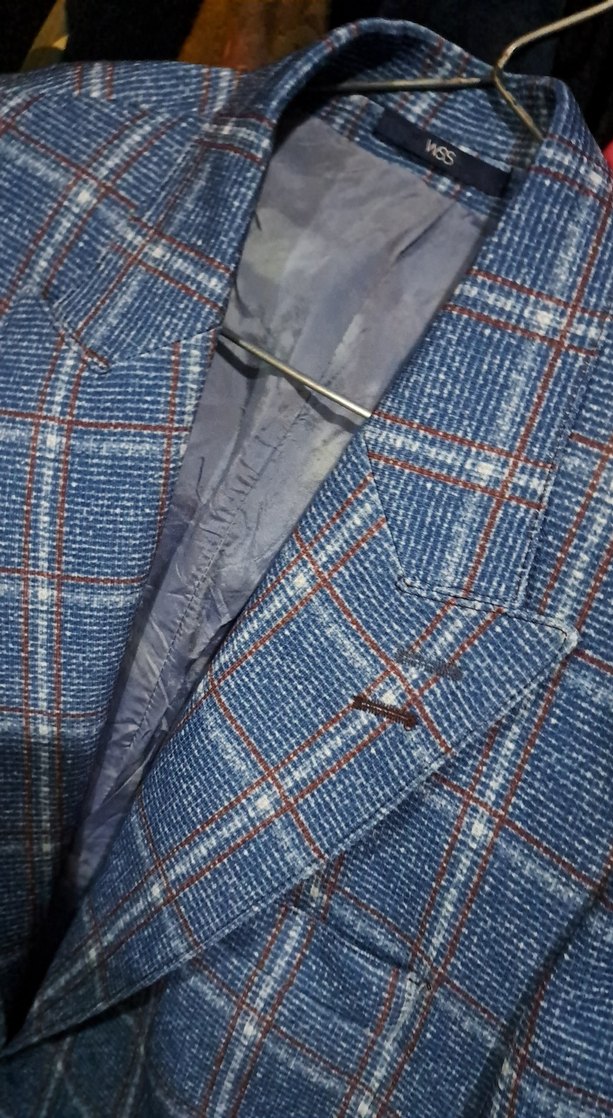 Mavi Kareli Düğmeli Erkek Ceket - Görsel 3