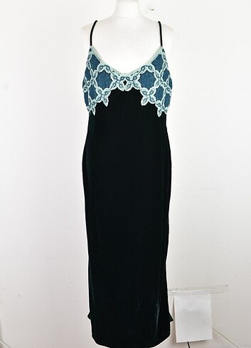 Orijinal Zara marka xs beden kadife yesil gece elbisesi