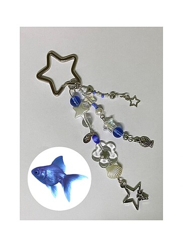Deniz temalı yıldız charm anahtarlık Keychain