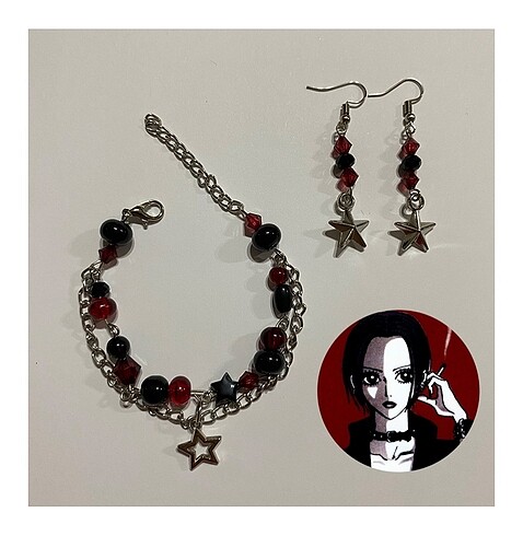 Nana gotik grunge y2k siyah bordo yıldız bileklik