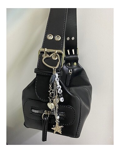 yazılı Çanta charmı çanta süsü anahtarlık keychain y2k yıldız go