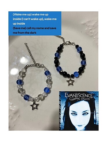Evanescence çift bilekliği y2k yıldız couple bracelets mavi star