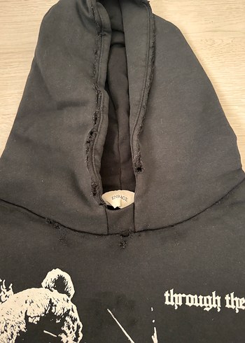 Kadın siyah Kapüşonlu Baskılı Sweatshirt - Görsel 2