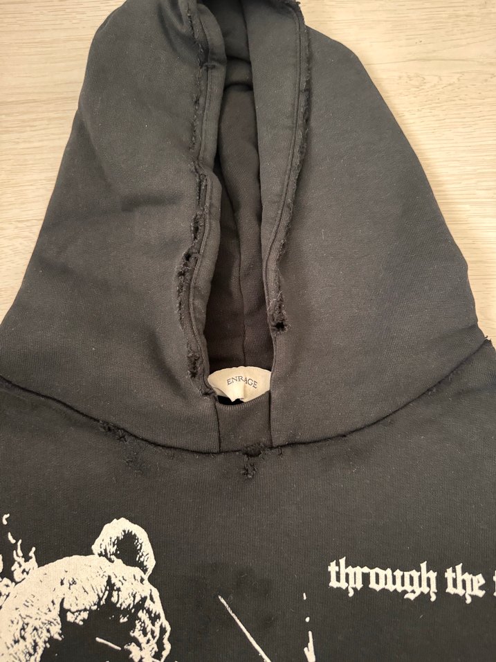 Kadın siyah Kapüşonlu Baskılı Sweatshirt - Görsel 2