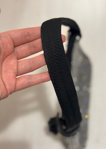 Parlak Siyah Parçalı Kadın Omuz Çantası - Görsel 4