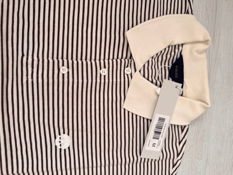 Beyaz Çizgili Kısa Kollu Polo Tişört - Görsel 2