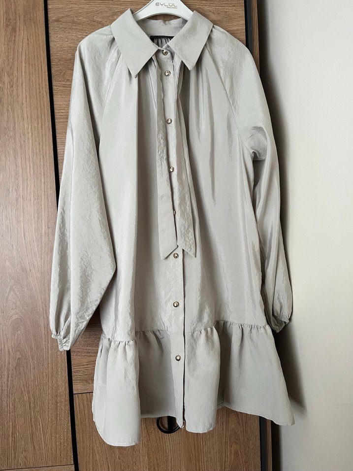 Bej Kadın Uzun Keten Tunik - Görsel 2