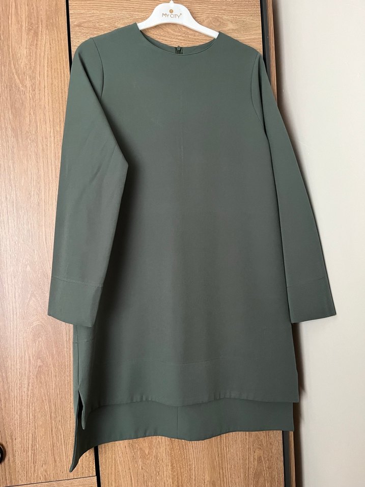 Bej Kadın Uzun Keten Tunik - Görsel 3