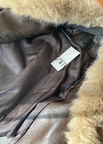 Kahverengi Deri Mini Kürk Detaylı Ceket - Görsel 8