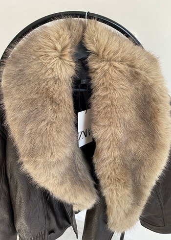 Kahverengi Deri Mini Kürk Detaylı Ceket - Görsel 9