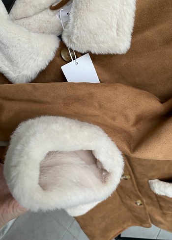 Kürklü Süet Kahverengi Kadın Kışlık Mont - Görsel 6