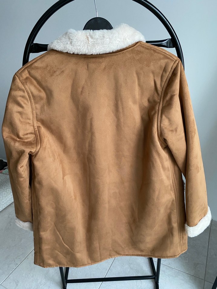Kürklü Süet Kahverengi Kadın Kışlık Mont - Görsel 4