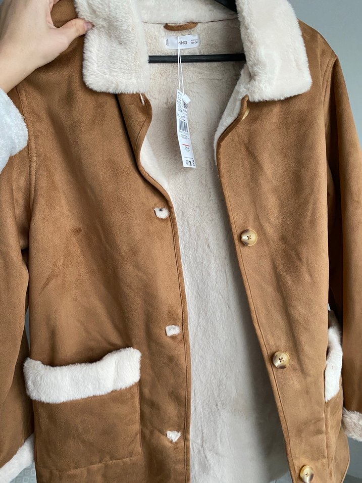 Kürklü Süet Kahverengi Kadın Kışlık Mont - Görsel 5