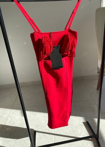 Kırmızı Straplez Mini Elbise - Görsel 2