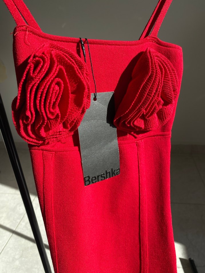 Kırmızı Straplez Mini Elbise - Görsel 3